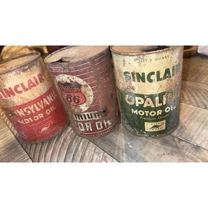 Vintage Motor Oil Cans Phillips Sinclair (3 Total)